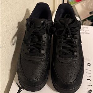Nike Air Force 1 Men's All-Black Perforated Leather Sneakers